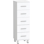 5-Drawer Chest of Drawers for Bedroom and Living Room, FSC Wood, 30x30x95 cm, White