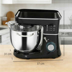 HOMCOM 1400W Stand Mixer with 7L Bowl and 6 Speeds, Dough Hook, Whisk and Beater, Black