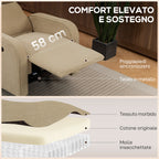 Electric Chenille Recliner Chair with Footrest, Adjustable Headrest and Sockets, 80x93x103 cm, Beige