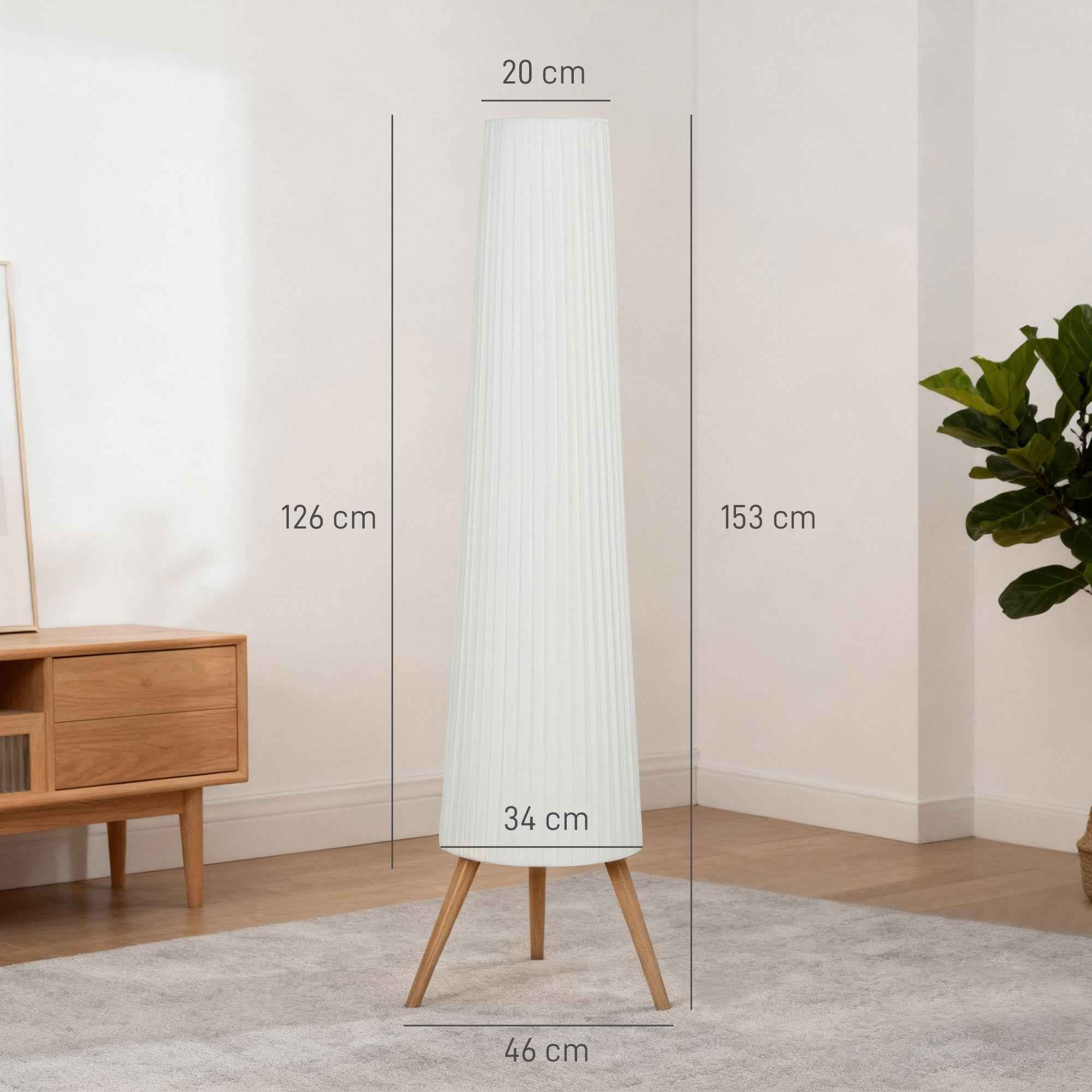 HOMCOM Tripod Floor Lamp with Foot Switch and Adjustable Brightness, 46x46x153 cm, White