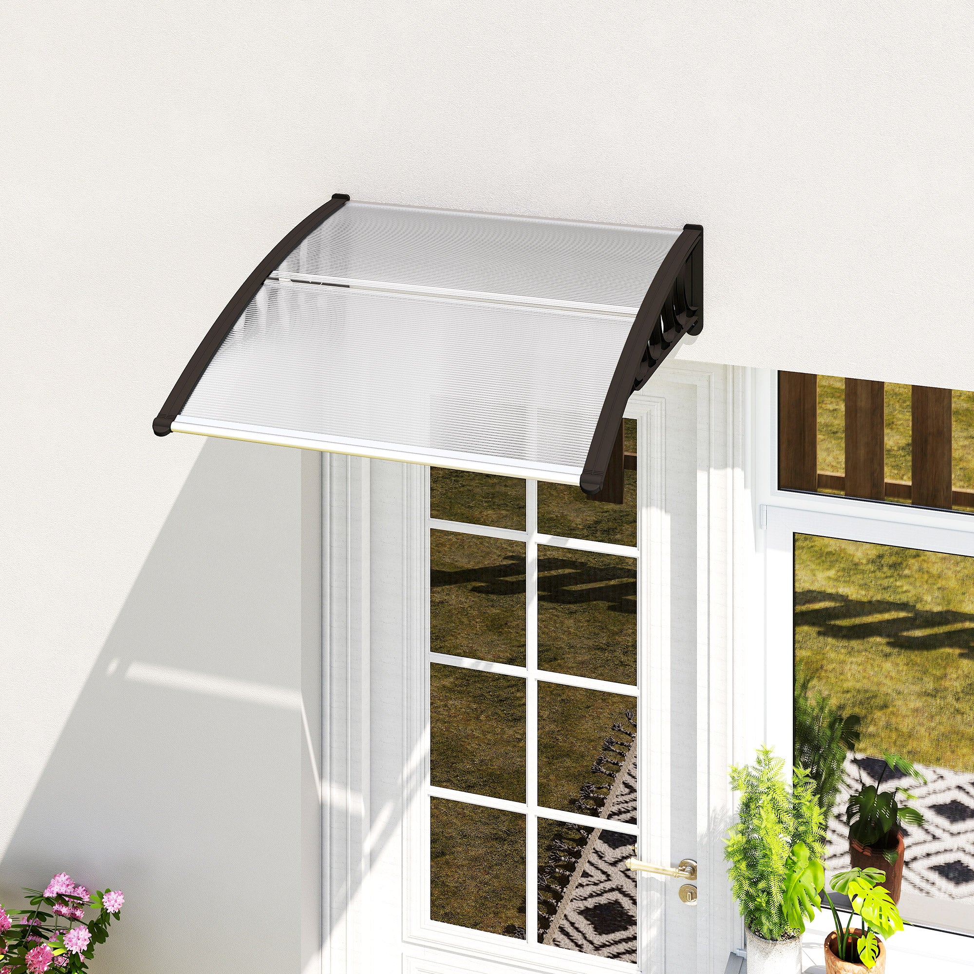 Outsunny Outdoor Polycarbonate Canopy for Doors and Windows, 103x96.5x27cm, Transparent