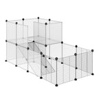Modular Pet Playpen with 35x35 cm Panels and Accessories, Made of Steel and PP, 140x70x70 cm, Black