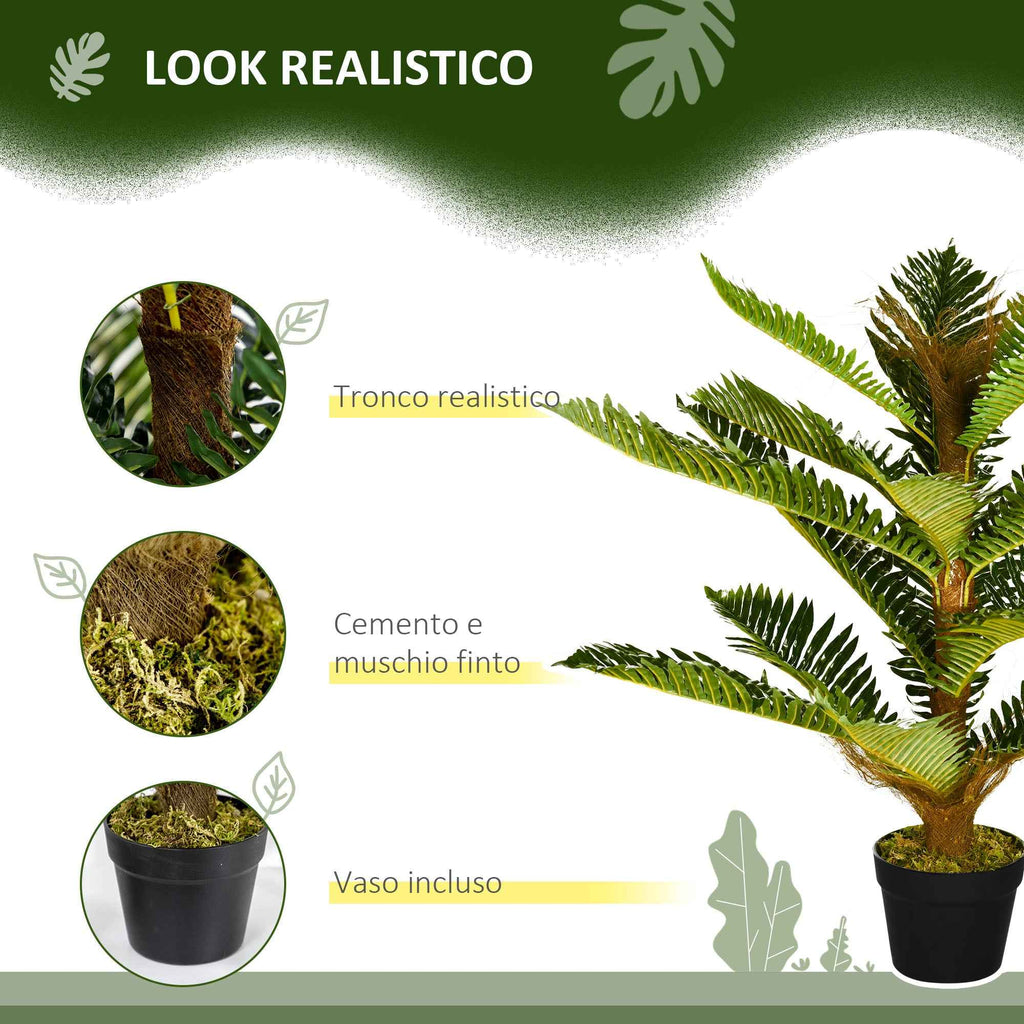 HOMCOM Artificial Palm Tree with 18 Leaves and Pot Included for Indoors, Height 85 cm, Green