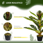 HOMCOM Artificial Palm Tree with 18 Leaves and Pot Included for Indoors, Height 85 cm, Green