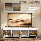 2-Piece Chipboard TV Stand, Max 70" 160x39x43 cm and Multipurpose Wall Unit 80x35x40 cm
