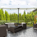 Outsunny Double Umbrella with 12 Ribs, Cross Base and Crank, Steel and Polyester, 455x265x238 cm, Beige