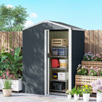 Outsunny Steel Garden Shed with Sliding Door, Grey