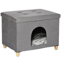 Cat House Footstool with Removable and Washable Cushion, Grey