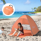 Pop Up Beach Tent with UV 30+ Protection and Transport Bag, 200x150x119 cm, Orange