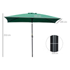 Rectangular Umbrella 2x3 m Foldable and Adjustable with Crank, in Aluminum and Polyester, Green and Black