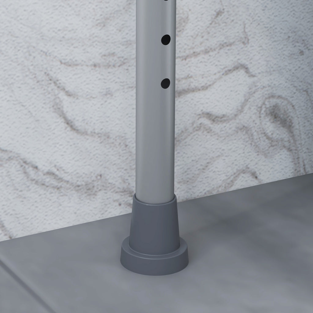 HOMCOM Comfortable WC Chair for the Elderly and Disabled 4 in 1 Height Adjustable with Padded Armrests, Gray - Borgè