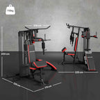 SPORTNOW Multifunctional Fitness Station for Body Training, Made of Steel and PU, 225x175x200 cm, Black