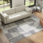 Modern Non-Slip Rug with Geometric Lines, in Multicolored Polyester, 230x160x0.7 cm