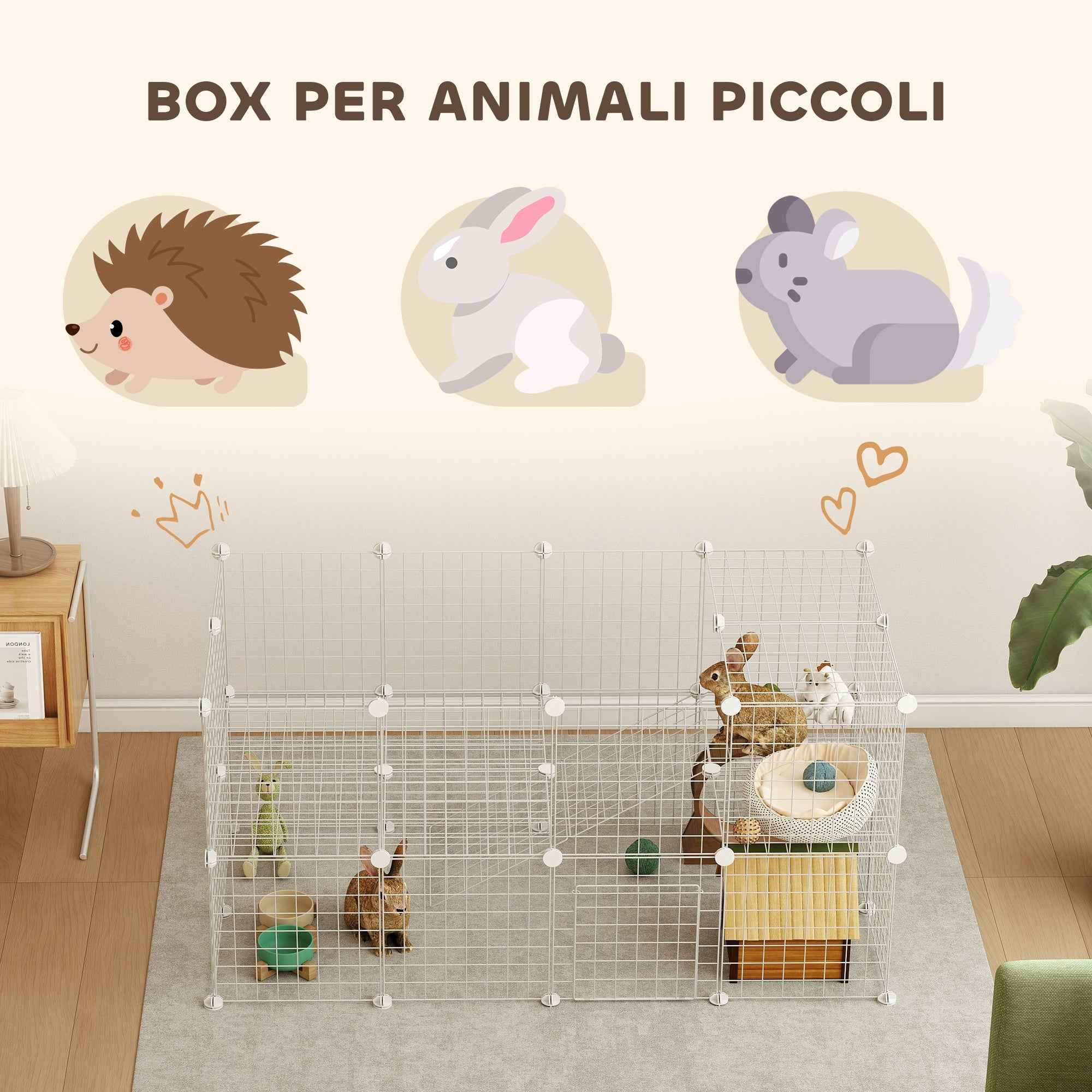 PawHut 36-Panel Modular Metal Pet Playpen with Door for Small Pets, White