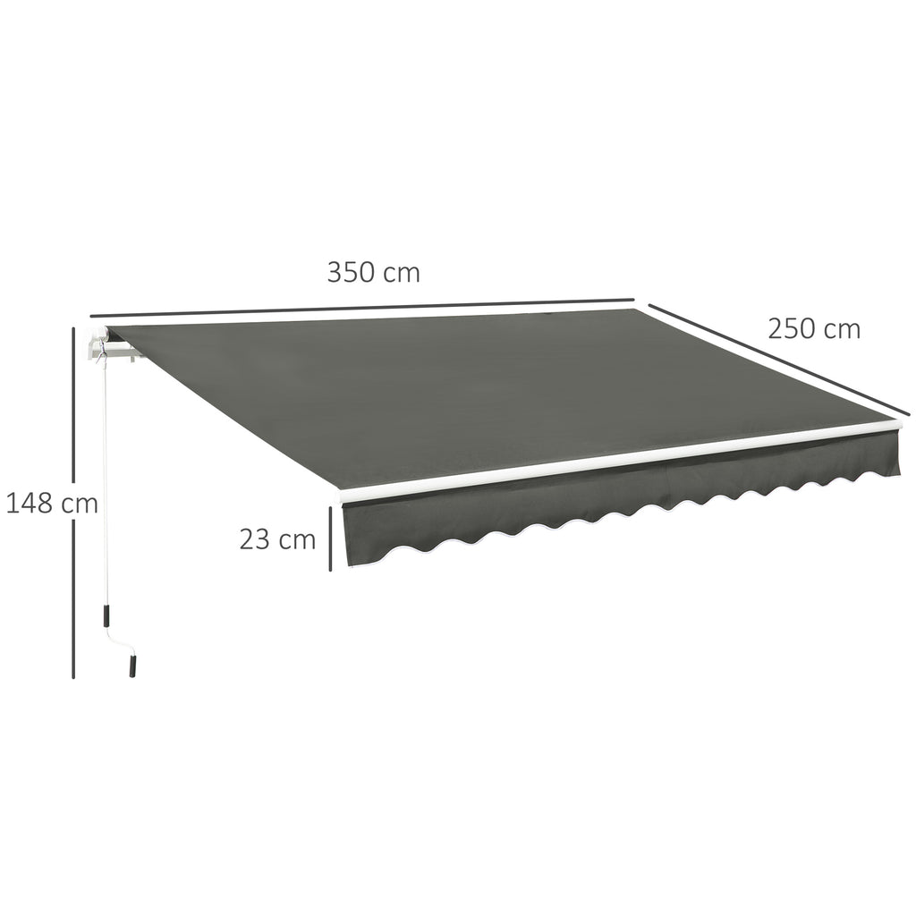 Outdoor Awning with Crank Arms, 350x250 cm, Grey