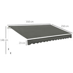 Outdoor Awning with Crank Arms, 350x250 cm, Grey