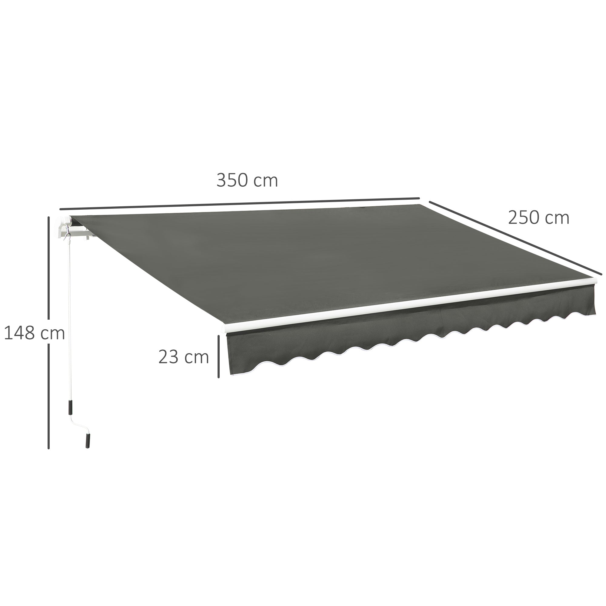 Outdoor Awning with Crank Arms, 350x250 cm, Grey
