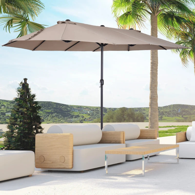 Double Garden Umbrella with Crank Opening, in Steel and Polyester, 460x270x240 cm - Borge' Group Limited