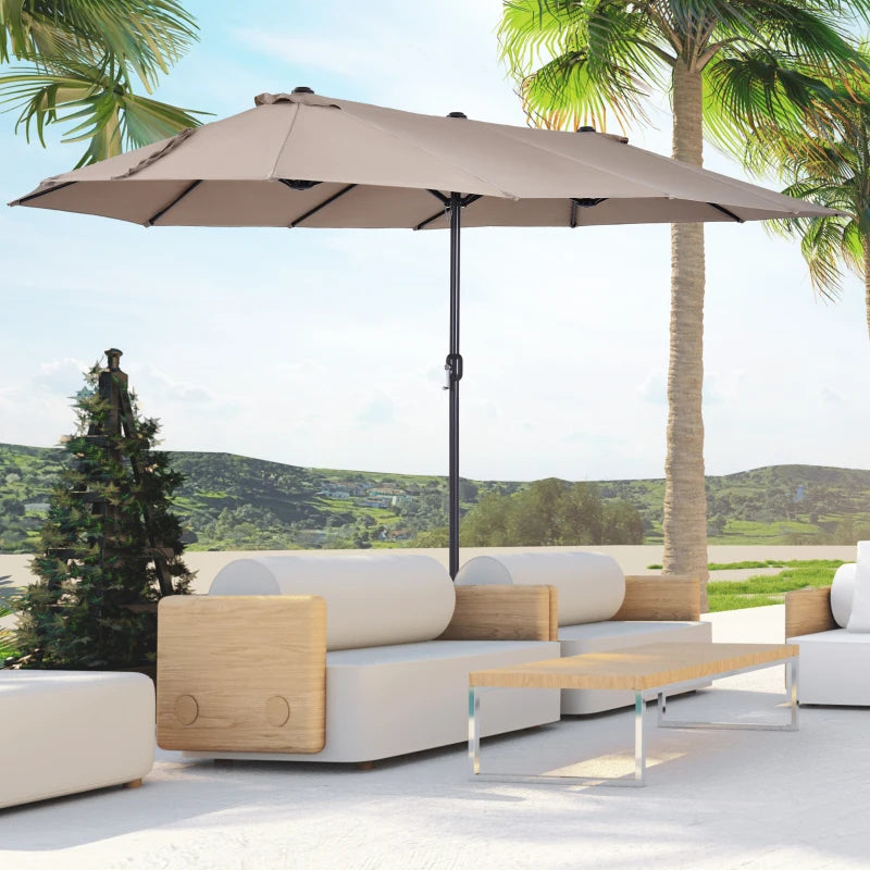 Coffee Double Garden Umbrella with crank opening, steel and polyester, 460x270x240 cm