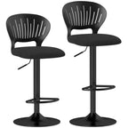 HOMCOM Set of 2 Breathable Linen-Effect Fabric and Metal Bar Stools with Footrest, 40.5x43x84-105 cm, Black