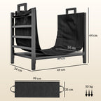 Outsunny Outdoor and Indoor Steel Log Rack with 600D Oxford Fabric Carrying Bag, 49x34x44 cm, Black