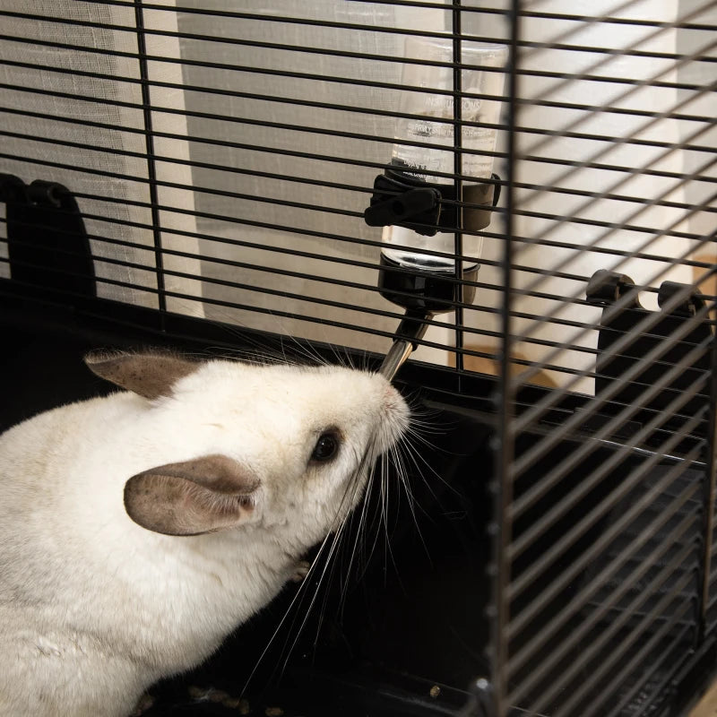 Guinea Pig Cage with Handle, Water Tank, Ramp and Tray, 80x48x58cm, Black - Borge' Group Limited