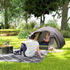 Tunnel Tent for 2-4 People with Side Windows and Hook, 190T Polyester and PE, 3.3x1.9x1.2 m, Black