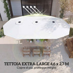 Outsunny 12-Ribbed Double Umbrella with Crank Handle, Metal and Polyester, 4.6 x 2.7 m, White