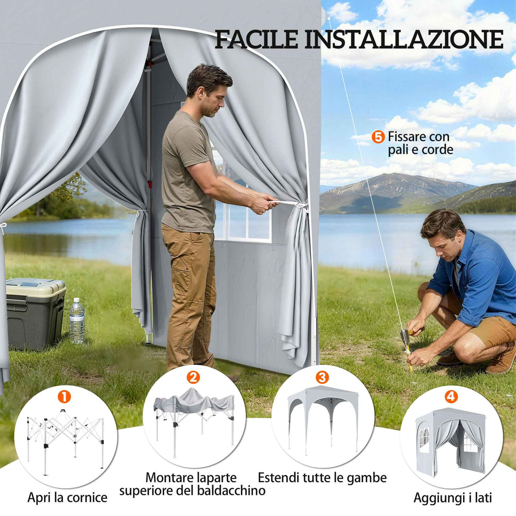 Outsunny Folding Gazebo Portable Garden Gazebo UPF50+ 2x2m Light Grey