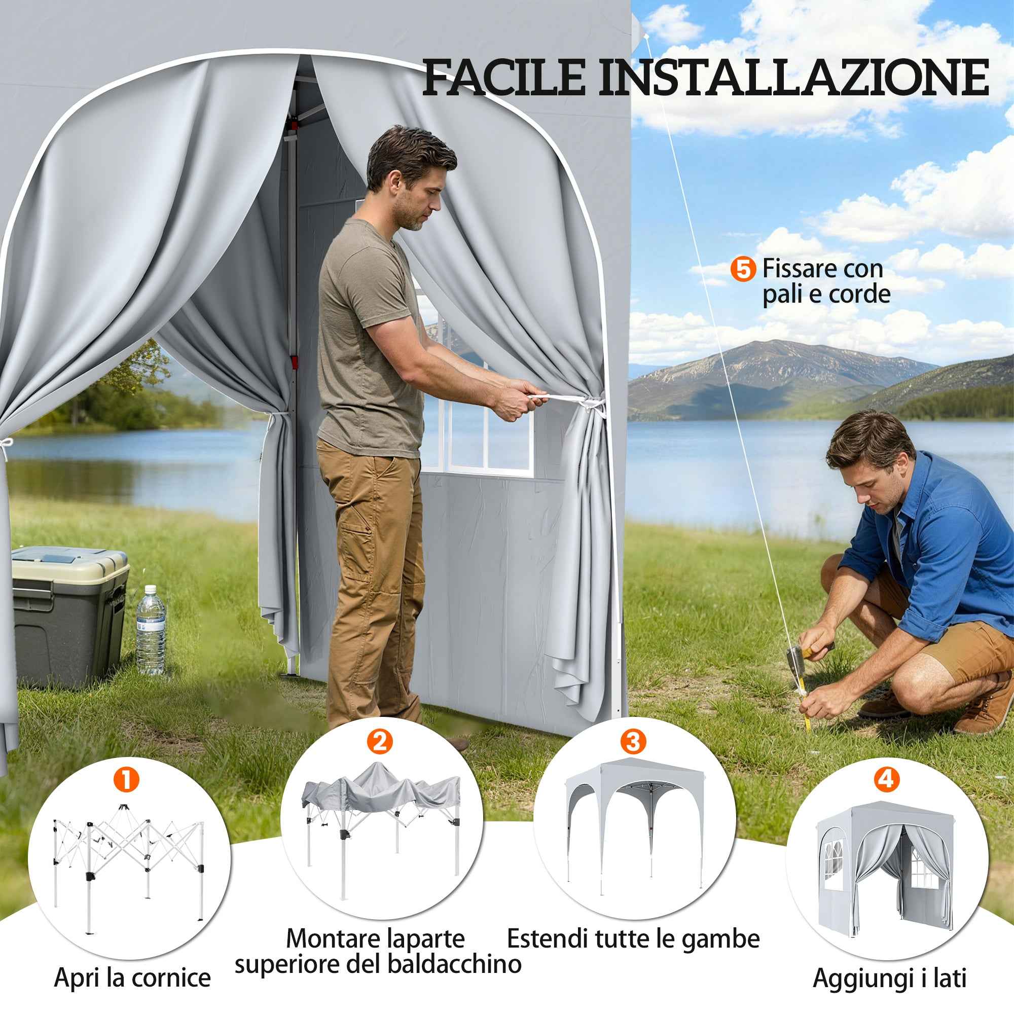 Outsunny Folding Gazebo Portable Garden Gazebo UPF50+ 2x2m Light Grey
