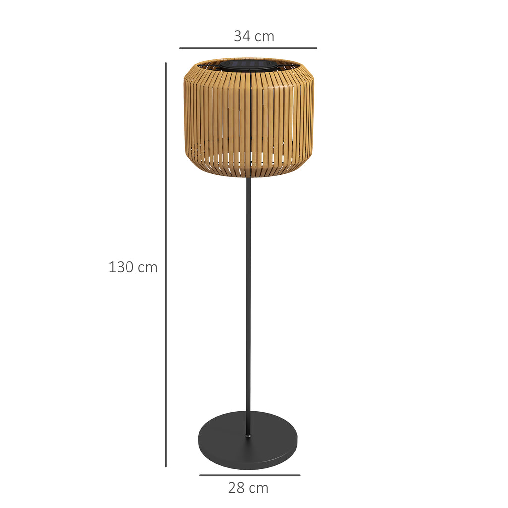 Solar Garden Lamp with LED Lighting, in Steel and PE Rattan, Ø34x130 cm, Yellow