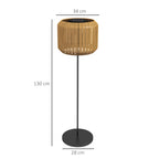 Solar Garden Lamp with LED Lighting, in Steel and PE Rattan, Ø34x130 cm, Yellow
