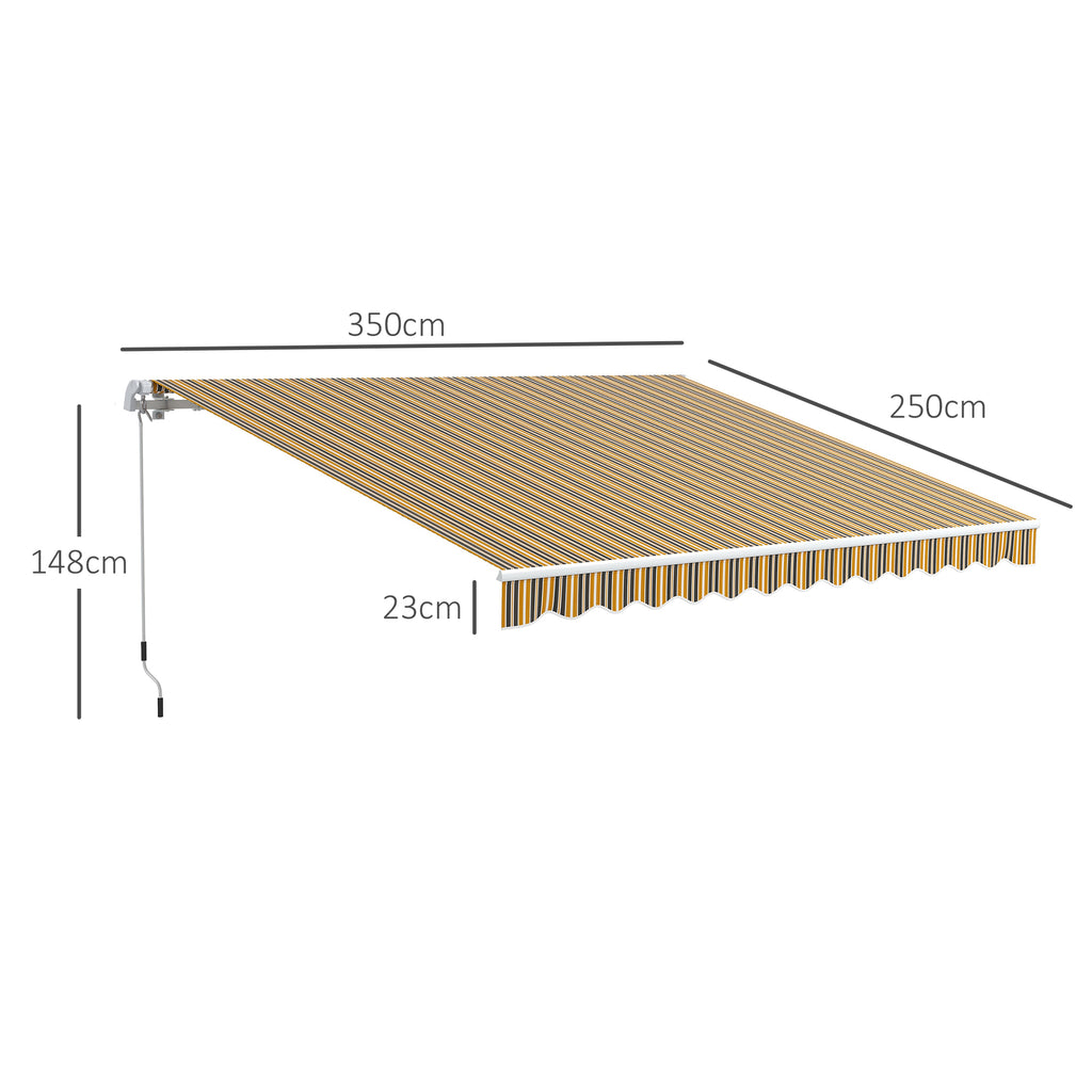 Outdoor Awning with Crank Arms, 350x250 cm, Yellow