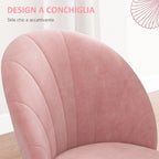 Set of 2 Nordic Style Upholstered Dining Chairs in Metal and Velvet, 52x54x79cm, Pink