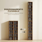 HOMCOM Set of 2 CD Racks with Adjustable Shelves for 204 CDs, Wooden, 21x22.5x88.5 cm, Rustic Brown