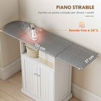 Ironing Cabinet with Folding Ironing Board and Cabinet, 131x37x88.5 cm, White