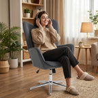 Swivel Lounge Chair with Velvet Armrests, Rocking and Adjustable Height, Dark Grey