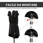 Double Garden Umbrella with Crank Opening, in Steel and Polyester, 460x270x240 cm, Black - Borge' Group Limited