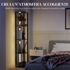 Floor Lamp with 4 Shelves, 3 Adjustable Brightness and Foot Switch, 29x29x163 cm, Black