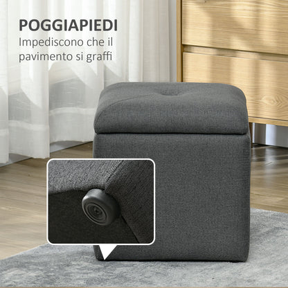 HOMCOM Storage Pouf Padded in Soft Teddy Fabric for Living Room and Bedroom, 39x39x39cm, Gray