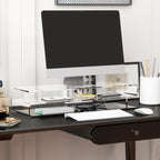 Acrylic PC Monitor Stand with Center Compartments, 57x19x11.5cm, Transparent