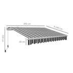 Extendable Outdoor Sun Shade Awning in Aluminum and Polyester with Crank, 395x245 cm, Blue and White