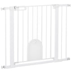 Adjustable Dog Gate with Small Door and Automatic Closure, 75-103x76cm, White