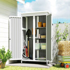 Outsunny Garden Cabinet with Removable Shelves and Lockable Door, Wood and Steel, 94x43x166 cm, White and Black