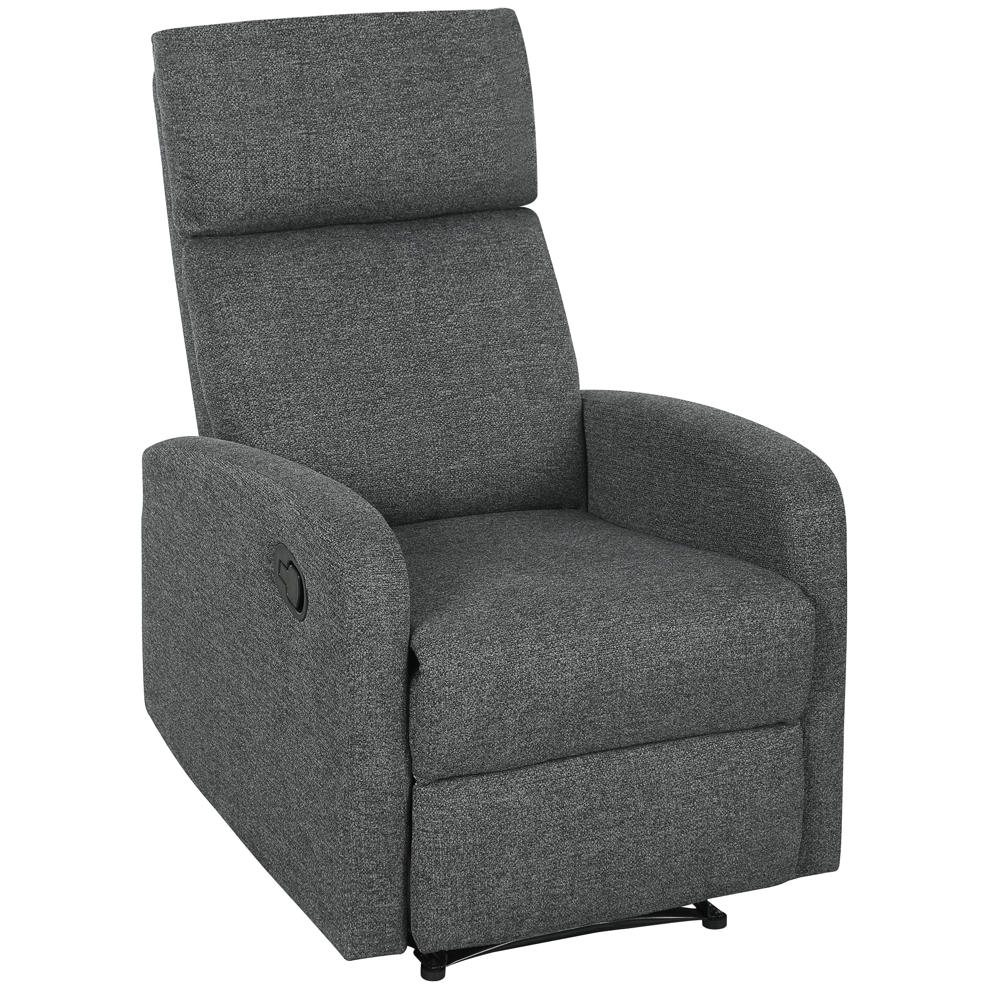 Modern Armchair with Manual Reclining 145° max Upholstered in Grey Chenille, 69x91x101 cm