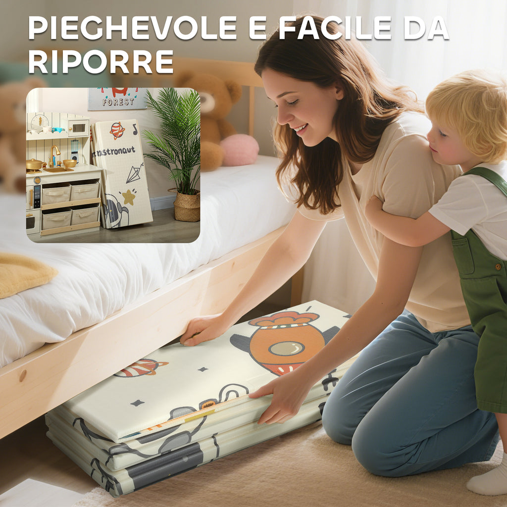 Space Themed Children's Rug for 0-6 Years Old with Waterproof Surface in Multi-Color XPE, 196x176x1.5 cm