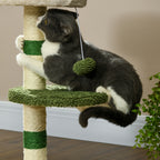 Cat Tree with Cat Bed, 2 Balls, Platform and Sisal Post, Green and White