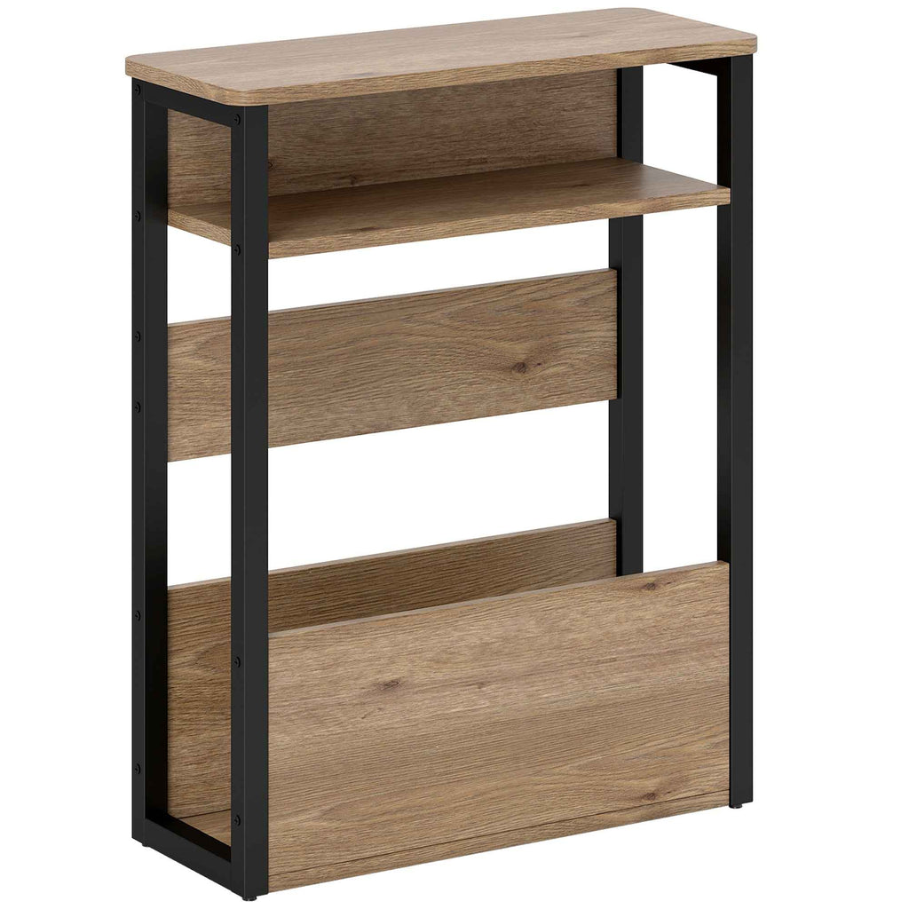 HOMCOM Industrial Style Coffee Table with 2 Shelves, Wood and Metal, 46x18x58.5 cm, Dark Walnut Color
