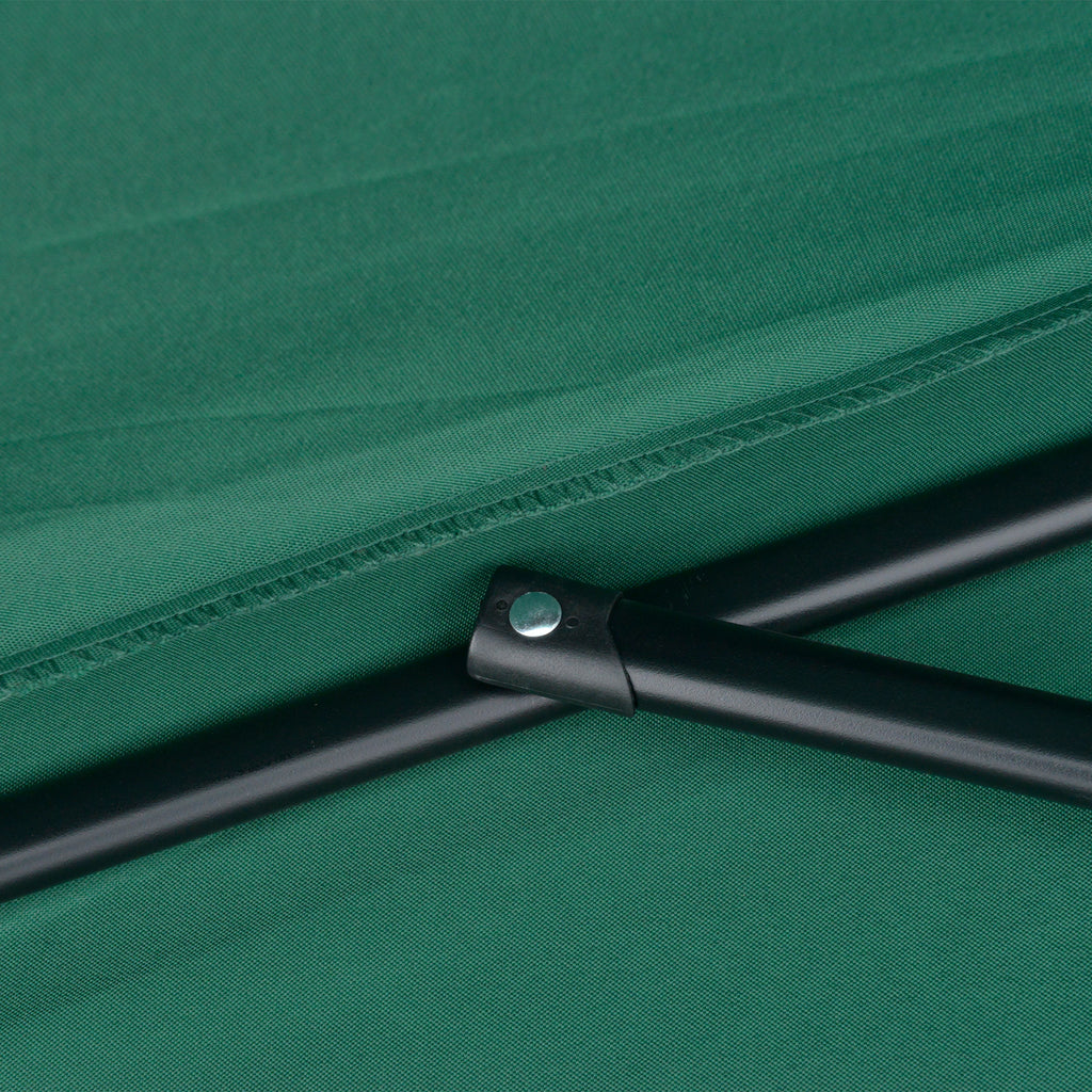 2.7x2.4m Semi-Circular Wall-Mounted Umbrella with Crank Opening in Polyester, Green