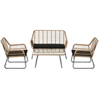 Boho Style PE Rattan Garden Furniture Set with 2 Armchairs, Sofa and Coffee Table - Borge' Group Limited